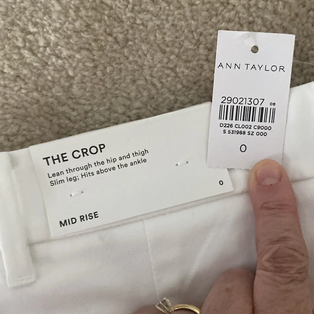 NWT white Ann Taylor mid rise the crop pants size zero - Picture 7 of 7